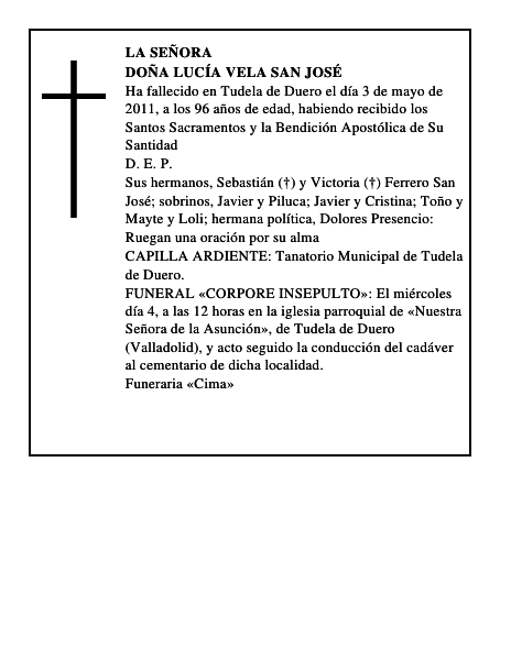Doña Lucía Vela San José