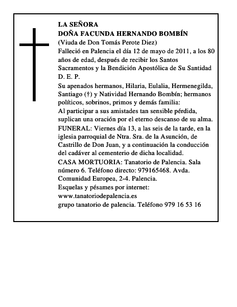 Doña Facunda Hernando Bombín
