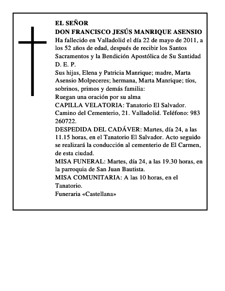 Don Francisco Jesús Manrique Asensio