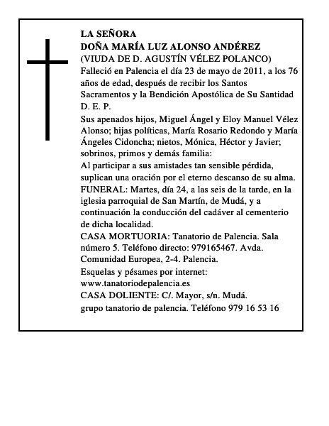 Doña María Luz Alonso Andérez