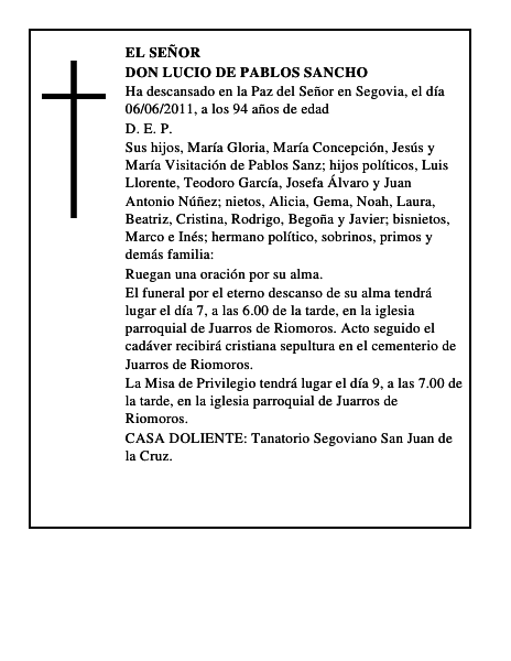Don Lucio de Pablos Sancho