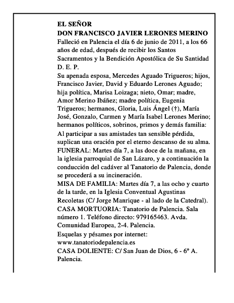 Don Francisco Javier Lerones Merino