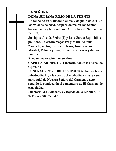 Doña Juliana Rojo de la Fuente
