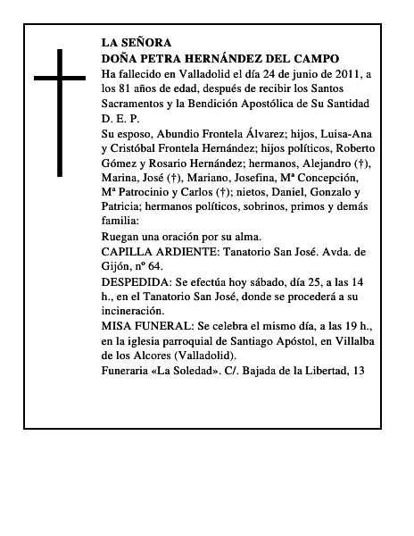 Doña Petra Hernández del Campo