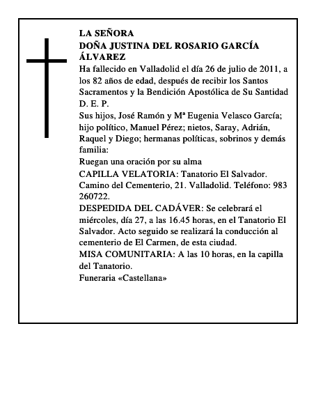 Doña Justina del Rosario García Álvarez