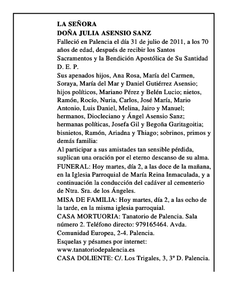 Doña Julia Asensio Sanz