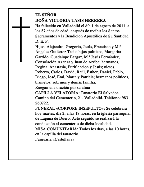 Doña Victoria Tasis Herrera