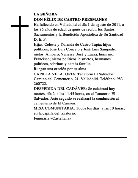Don Félix de Castro Presmanes