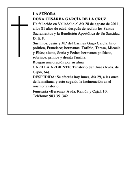 Doña Cesárea García de la Cruz