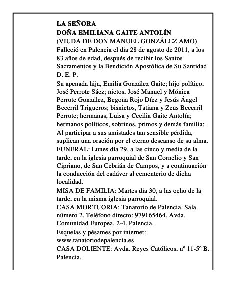 Doña Emiliana Gaite Antolín