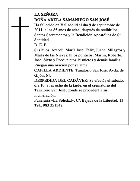 Doña Adela Samaniego San José
