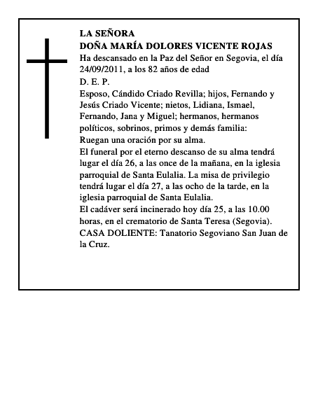 Doña María Dolores Vicente Rojas