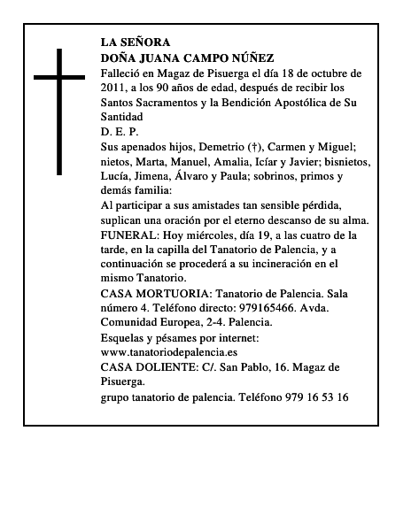 Doña Juana Campo Núñez