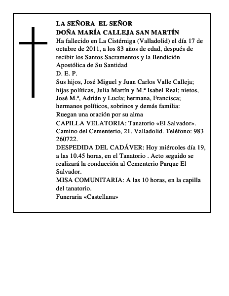 Doña María Calleja San Martín