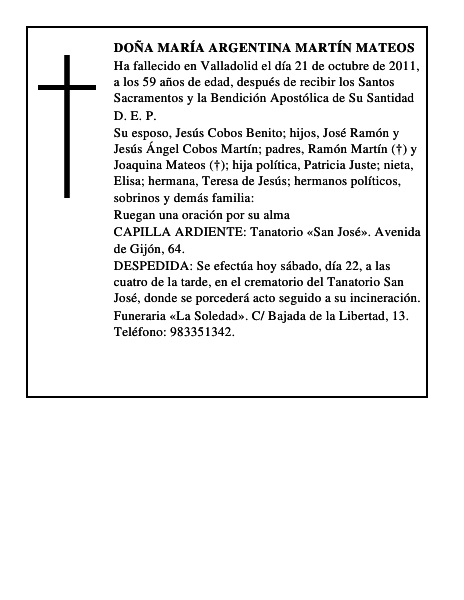 Doña María Argentina Martín Mateos