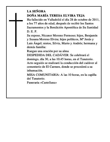 Doña María Teresa Elvira Teja