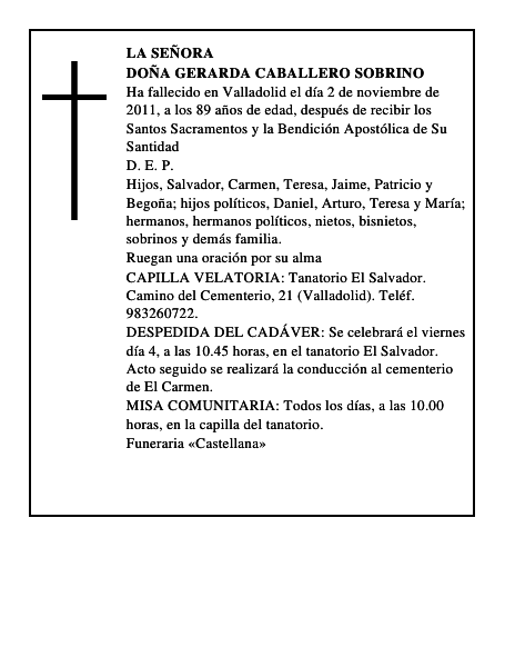 Doña Gerarda Caballero Sobrino