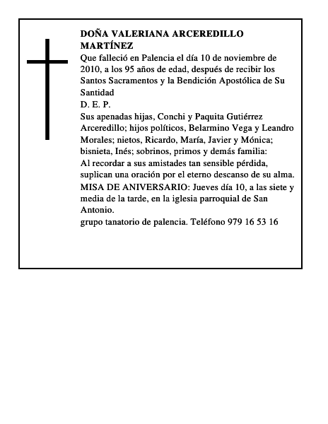 Doña Valeriana Arceredillo Martínez