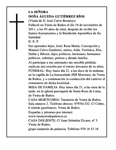 Doña Águeda Gutiérrez Ríos