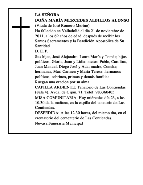 Doña María Mercedes Albillos Alonso