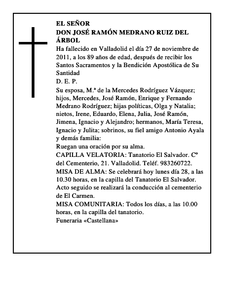 Don José Ramón Medrano Ruiz del Árbol