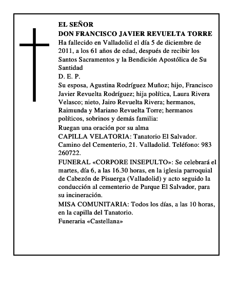 Don Francisco Javier Revuelta Torre