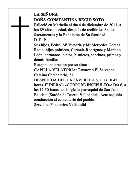 Doña Constantina Recio Soto
