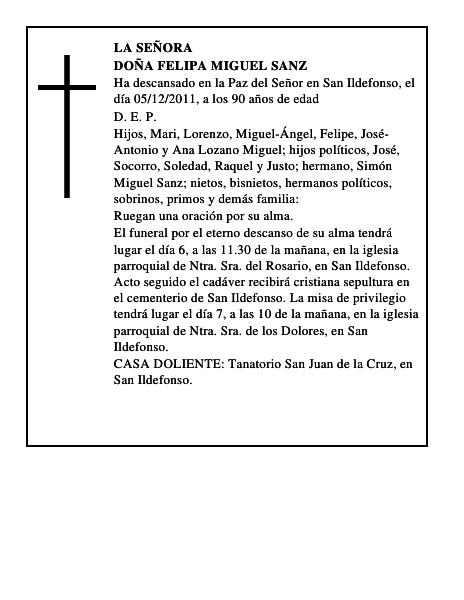 Doña Felipa Miguel Sanz
