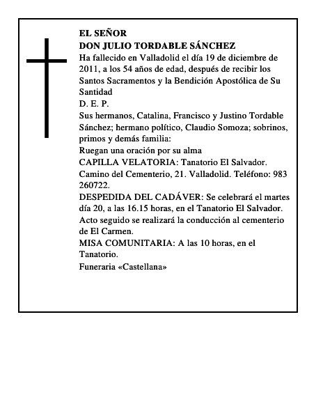 Don Julio Tordable Sánchez