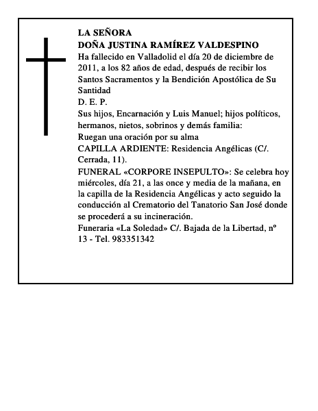 Doña Justina Ramírez Valdespino