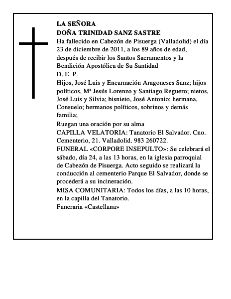 Doña Trinidad Sanz Sastre