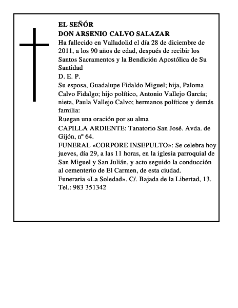 Don Arsenio Calvo Salazar