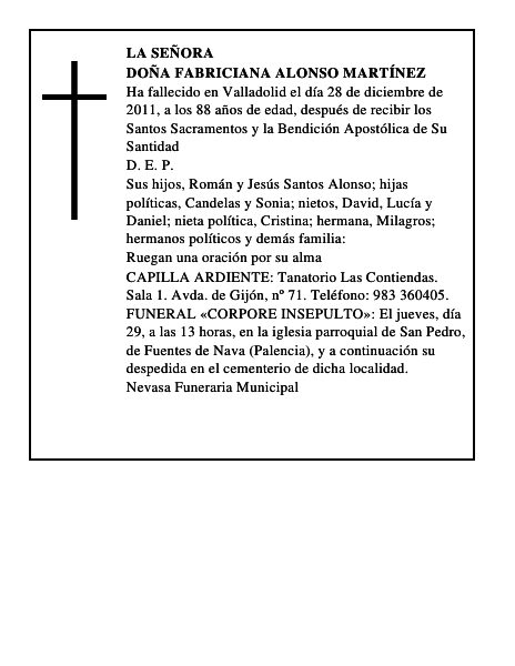 Doña Fabriciana Alonso Martínez