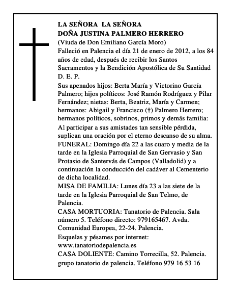 Doña Justina Palmero Herrero