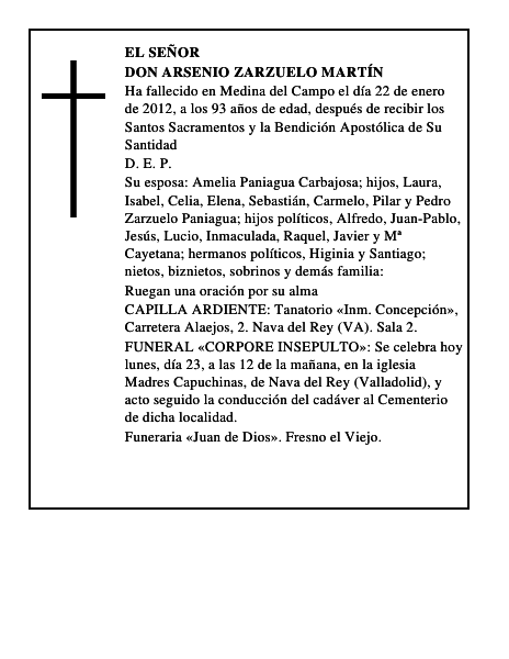 Don Arsenio Zarzuelo Martín
