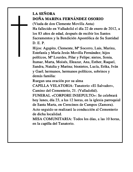 Doña Marina Fernández Osorio