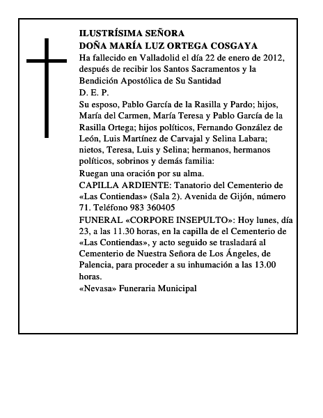 Doña María Luz Ortega Cosgaya