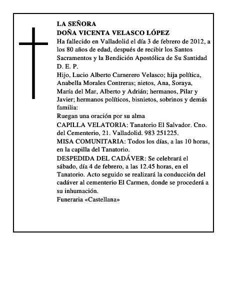 Doña Vicenta Velasco López