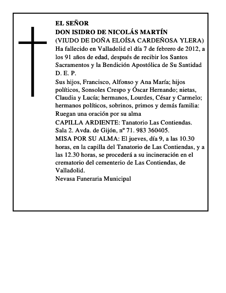 Don Isidro de Nicolás Martín