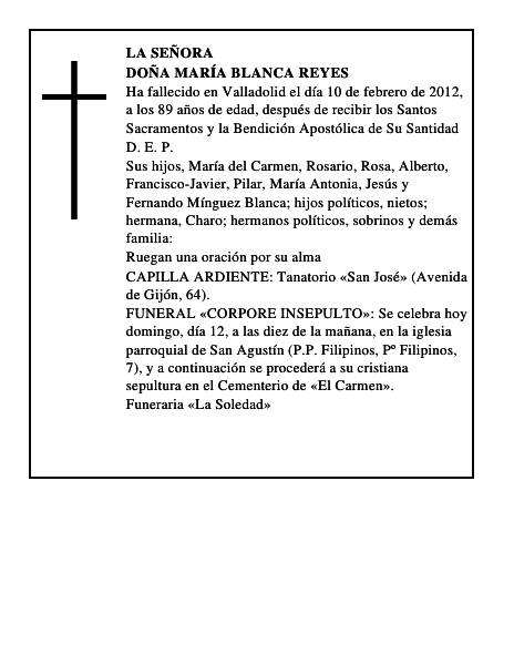 Doña María Blanca Reyes