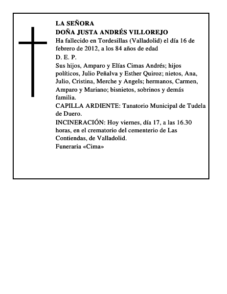 Doña Justa Andrés Villorejo