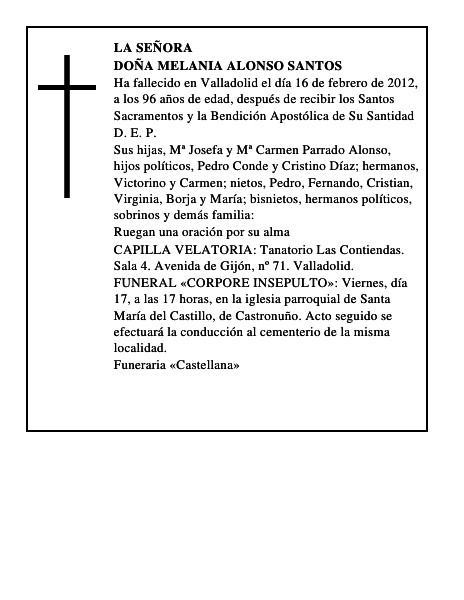 Doña Melania Alonso Santos
