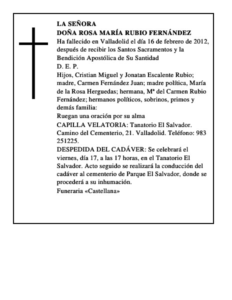 Doña Rosa María Rubio Fernández
