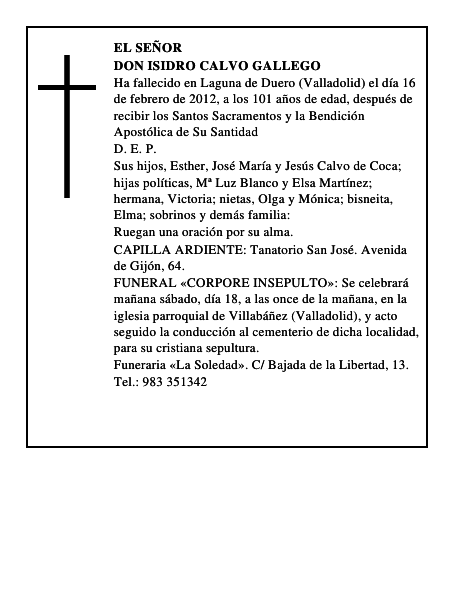Don Isidro Calvo Gallego