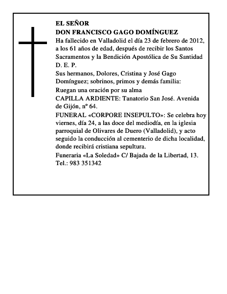 Don Francisco Gago Domínguez