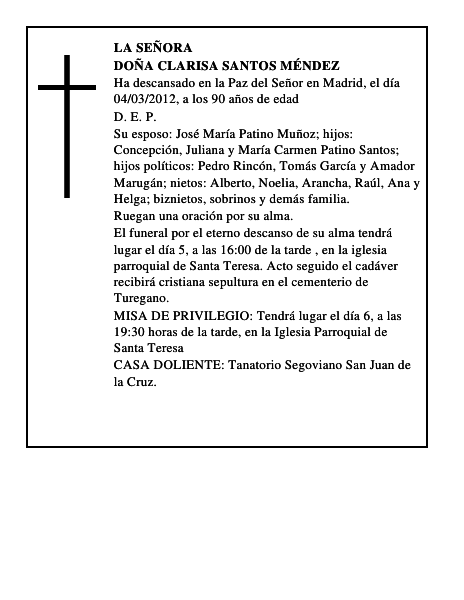 Doña Clarisa Santos Méndez