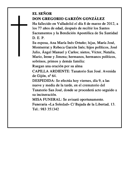 Don Gregorio Garzón González