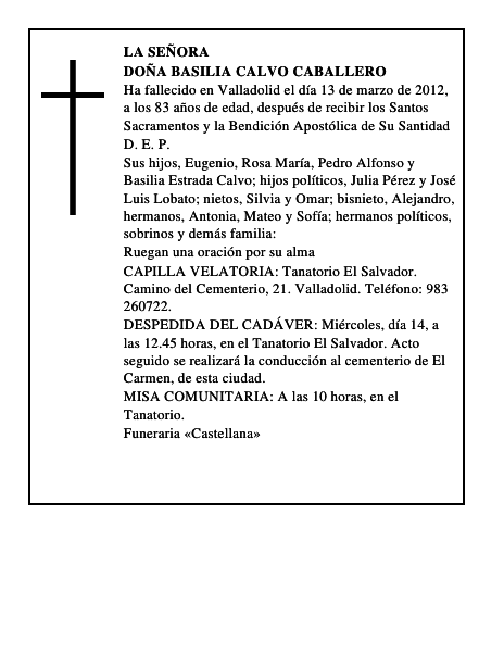 Doña Basilia Calvo Caballero