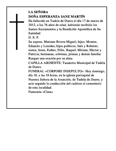 Doña Esperanza Sanz Martín