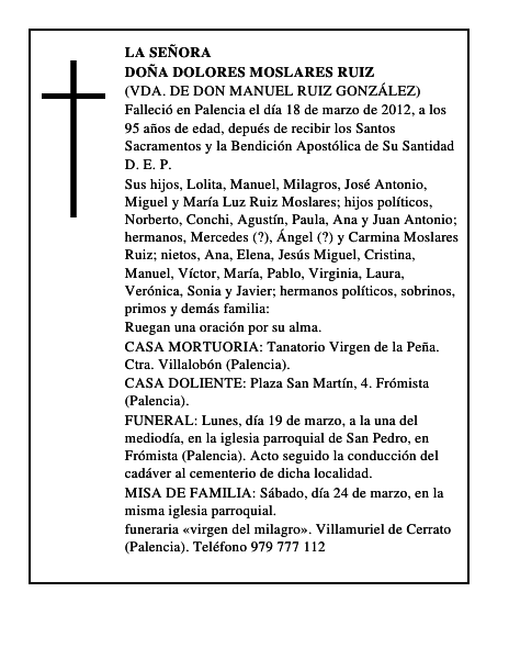 Doña Dolores Moslares Ruiz